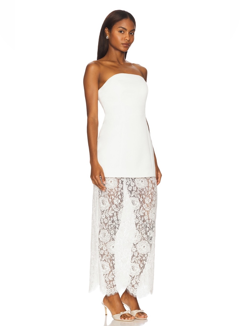 Lovers + Friends Strapless Serena Midi Dress in White